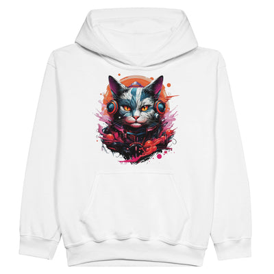 Sudadera con capucha júnior estampado de gato 