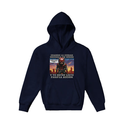 Sudadera con capucha júnior estampado de gato "Atardecer Heroico" Michilandia | La tienda online de los fans de gatos