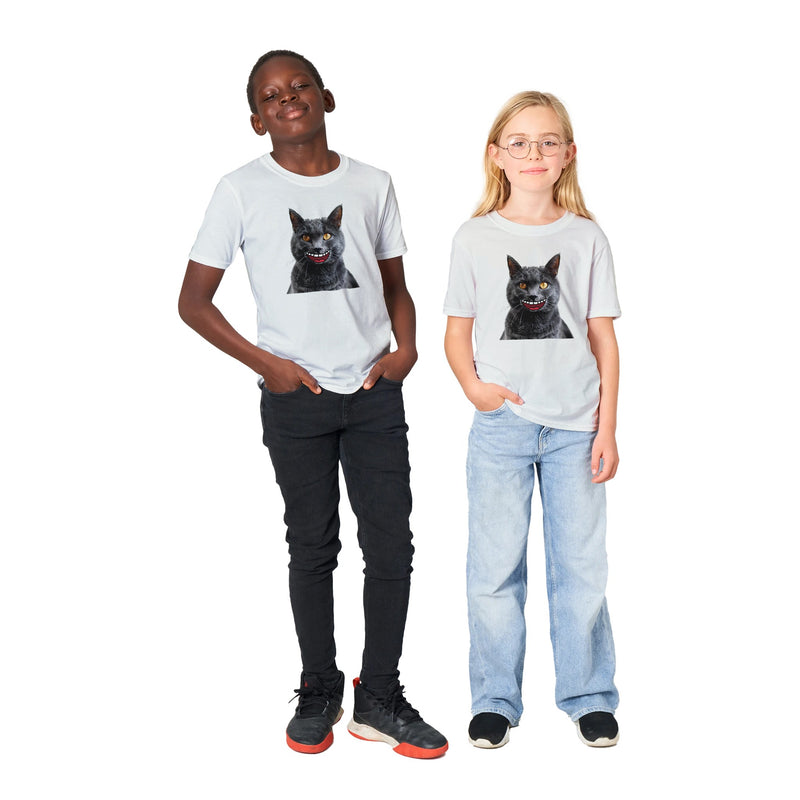 Camiseta Junior Unisex Estampado de Gato "Sonrisa Cartoon" Michilandia