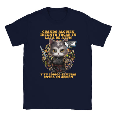 Camiseta unisex estampado de gato "El Samurai del Atún" Michilandia | La tienda online de los amantes de gatos