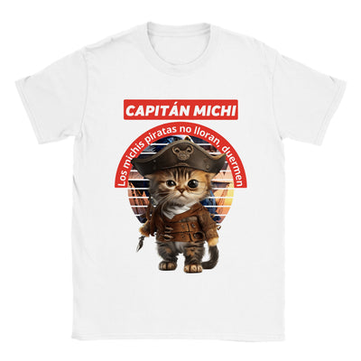 Camiseta unisex estampado de gato "Capitán Michi" Gelato