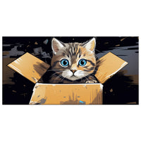 Lienzo de gato "Jugando en una Caja de Cartón"