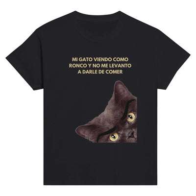 Camiseta Junior Unisex Estampado de Gato "Despertar Felino" Michilandia