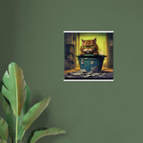 Póster semibrillante de gato con colgador "Juguetón en el Reino Sucio"