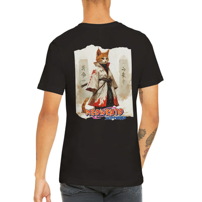 Camiseta Prémium Unisex Impresión Trasera de Gato "Hokage Miau" Michilandia | La tienda online de los fans de gatos