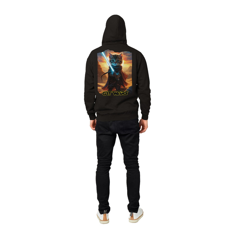 Sudadera con capucha Prémium Unisex Impresión Trasera de Gato "Guardián de Tatooine" Michilandia | La tienda online de los fans de gatos