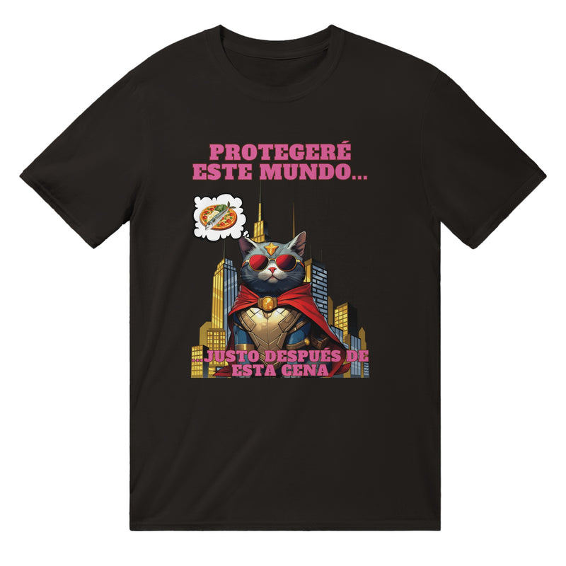 Camiseta unisex estampado de gato "Guardián de la Cena" Michilandia | La tienda online de los amantes de gatos