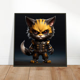 Póster semibrillante de gato con marco metal "Michi Wolverine"