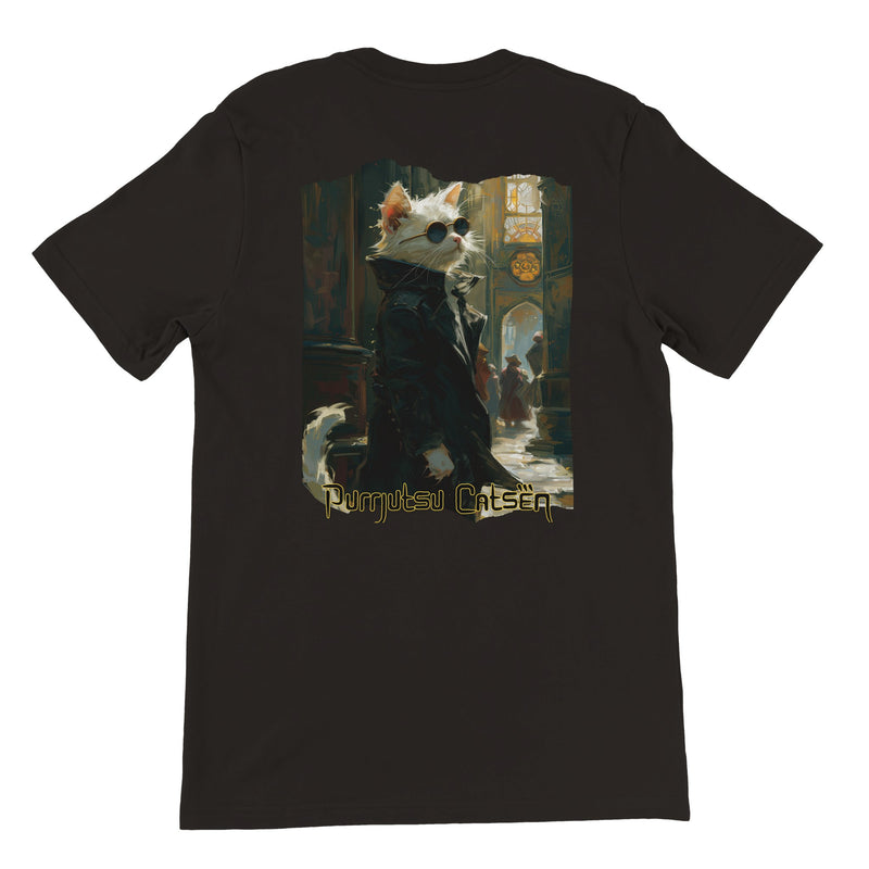 Camiseta Prémium Unisex Impresión Trasera de Gato 