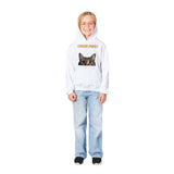 Sudadera con capucha júnior estampado de gato "Consulta Curiosa" Michilandia | La tienda online de los fans de gatos