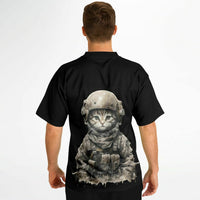 Camiseta de fútbol unisex estampado de gato "Comando Miau" Subliminator