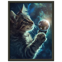 Póster Semibrillante de Gato con Marco Metal "Explorador Estelar" Michilandia | La tienda online de los fans de gatos