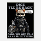 Póster Semibrillante de Gato con Marco Metal "I'll Be Back"