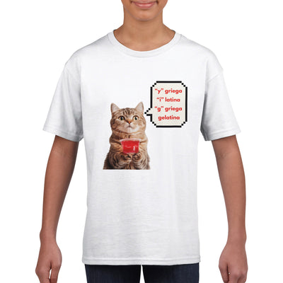 Camiseta Junior Unisex Estampado de Gato 