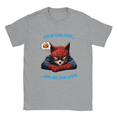 Camiseta unisex estampado de gato "Spider-Siesta" Michilandia | La tienda online de los amantes de gatos