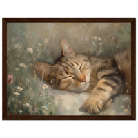 Póster de gato con marco de madera "Siesta Impresionista" Michilandia | La tienda online de los fans de gatos