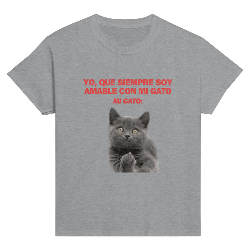 Camiseta Junior Unisex Estampado de Gato "Desafío Gatuno" Michilandia | La tienda online de los fans de gatos