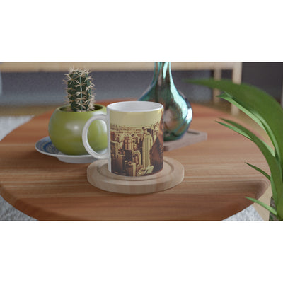 Taza blanca con impresión de gato "La Ascensión de King Cat" Michilandia | La tienda online de los amantes de gatos