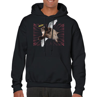 Sudadera con Capucha Unisex Estampado de Gato "Ángel de Pelaje" Michilandia | La tienda online de los fans de gatos