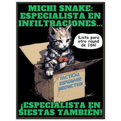 Póster Semibrillante de Gato con Marco Metal 