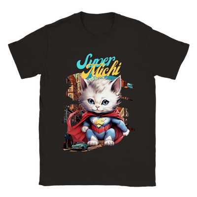 Camiseta unisex estampado de gato "El Super Michi" Gelato