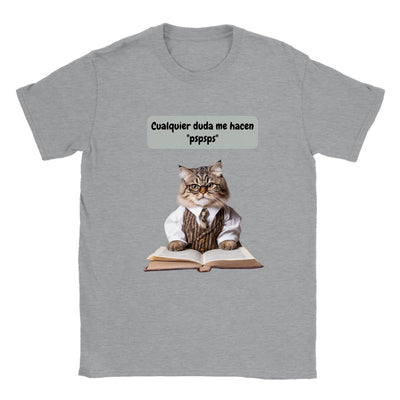 Camiseta unisex estampado de gato "Michi profesor" Gelato