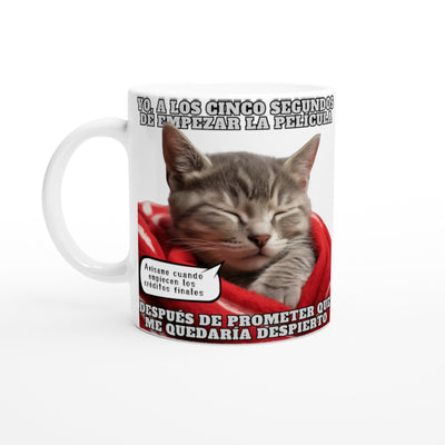 Taza Blanca con Impresión de Gato 