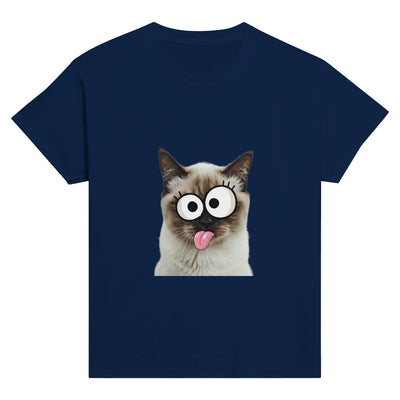 Camiseta Junior Unisex Estampado de Gato "Birmano Travieso" Michilandia