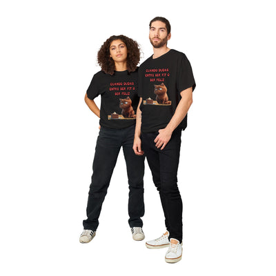 Camiseta Unisex Estampado de Gato "Dilema Dulce" Michilandia | La tienda online de los fans de gatos