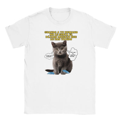 Camiseta Junior Unisex Estampado de Gato 