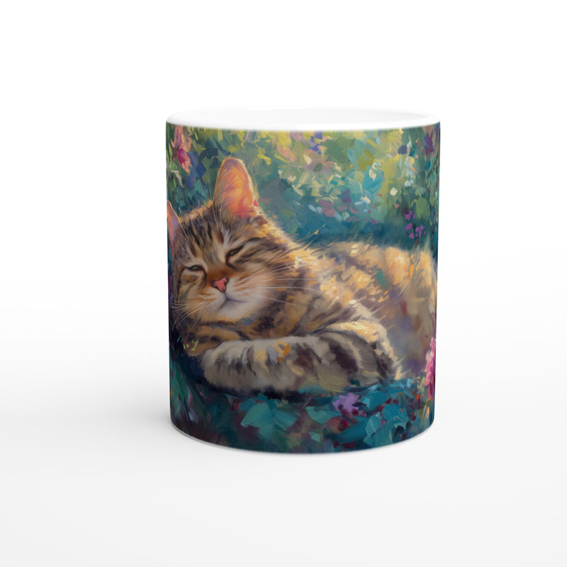 Taza Blanca con Impresión de Gato "Monet Miau" Michilandia | La tienda online de los fans de gatos