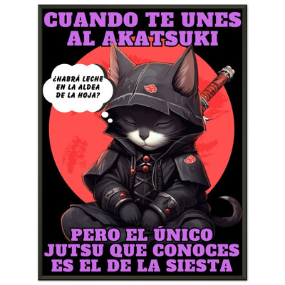 Póster Semibrillante de Gato con Marco Metal 