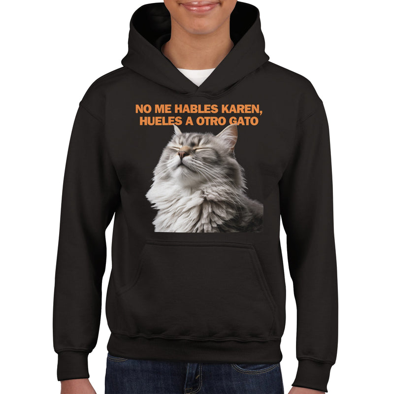 Sudadera con capucha júnior estampado de gato "Indignación Felina" Michilandia | La tienda online de los fans de gatos