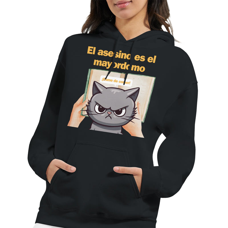 Sudadera con Capucha Unisex Estampado de Gato "El Misterio del Mayordomo" Michilandia | La tienda online de los fans de gatos