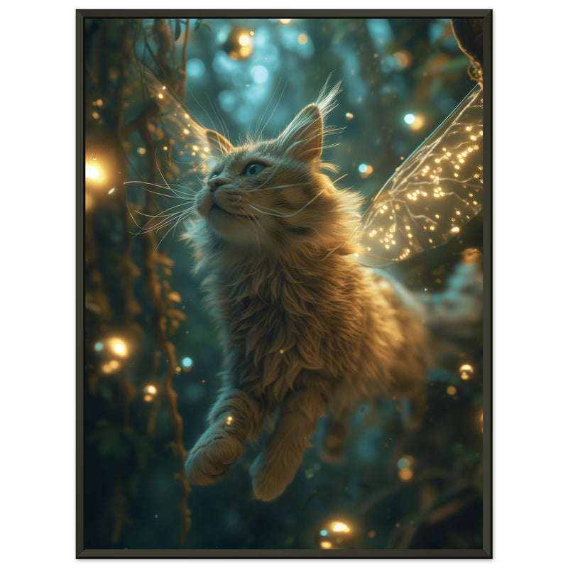 Póster Semibrillante de Gato con Marco Metal 