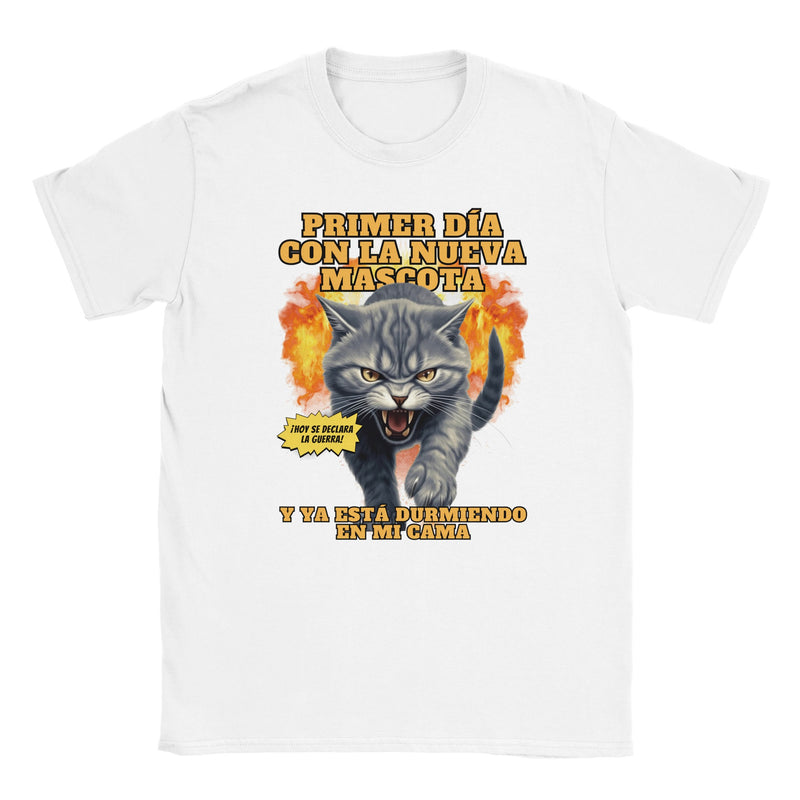 Camiseta unisex estampado de gato "Nuevo Rival" Michilandia | La tienda online de los fans de gatos