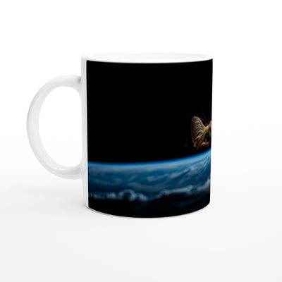 Taza Blanca con Impresión de Gato "Vigilante del Planeta" Michilandia | La tienda online de los fans de gatos