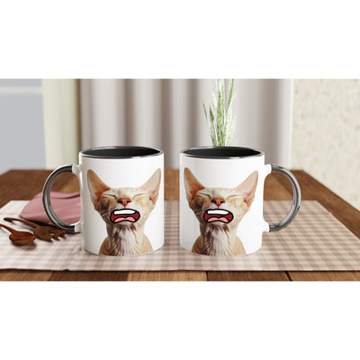 Taza Bicolor con Impresión de Gato 