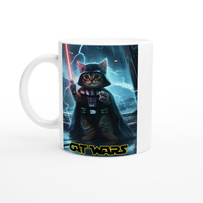 Taza Blanca con Impresión de Gato 