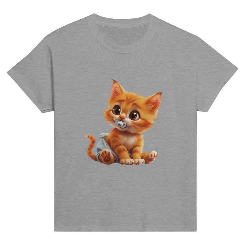 Camiseta Junior Unisex Estampado de Gato "Miau en Pañales" Michilandia