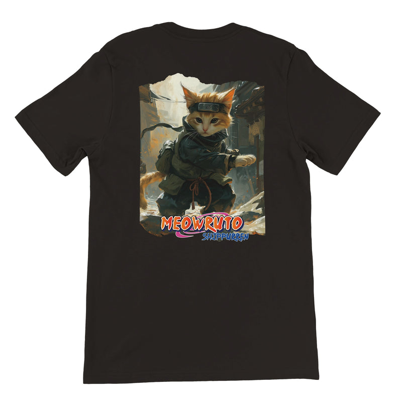 Camiseta Prémium Unisex Impresión Trasera de Gato 