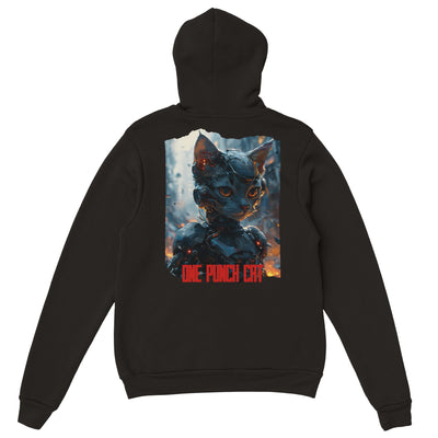 Sudadera con capucha Prémium Unisex Impresión Trasera de Gato 