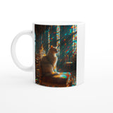 Taza Blanca con Impresión de Gato "Trono de Ensueño" Michilandia | La tienda online de los fans de gatos