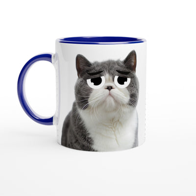 Taza Bicolor con Impresión de Gato "Triste pero Gracioso" Michilandia