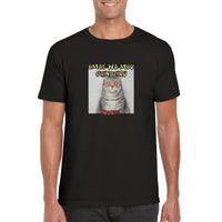 Camiseta unisex estampado de gato "Omae wa mou shindeiru"