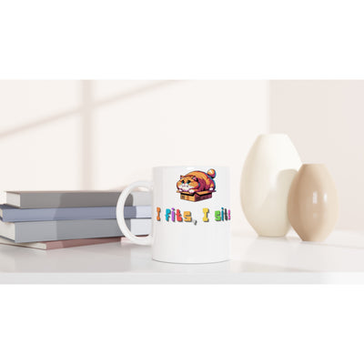 Taza Blanca con Impresión de Gato "Miau Apretado" Michilandia | La tienda online de los fans de gatos