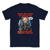Camiseta unisex estampado de gato "Kitty of War" Navy