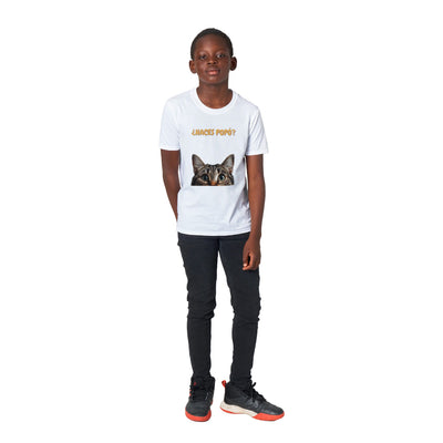 Camiseta Junior Unisex Estampado de Gato "Consulta Curiosa" Michilandia | La tienda online de los fans de gatos