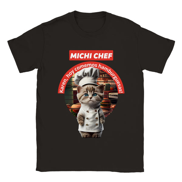 Camiseta unisex estampado de gato "Michi chef"