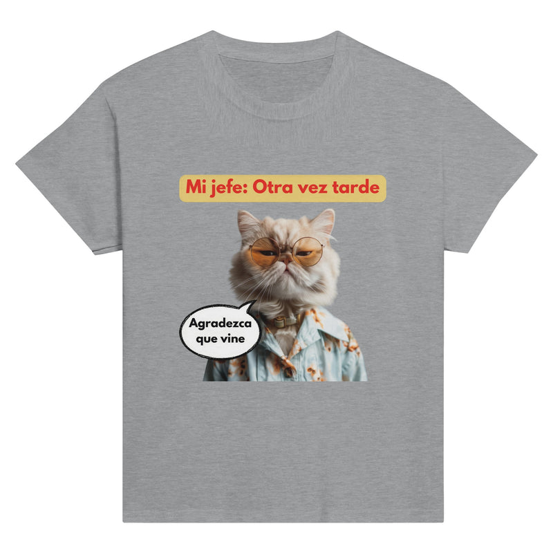 Camiseta Junior Unisex Estampado de Gato "Agradecido Miau" Michilandia